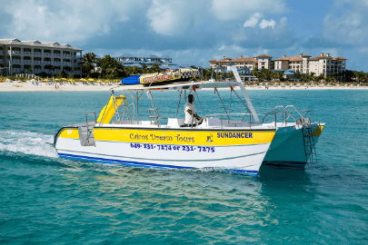 Cruise tour boat in turks and Caicos Islands