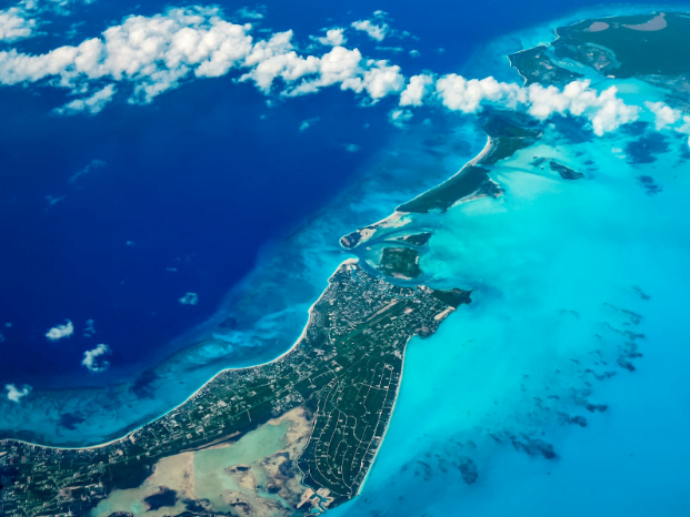 overhead view of turks and caicos islands on the way to corporate retreat