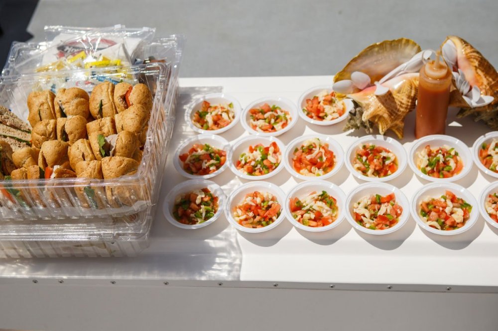 a tray full of food