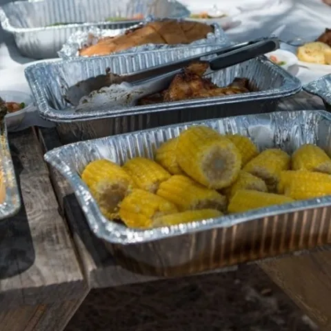 a tray of food on a table