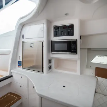 a microwave oven sitting on top of a counter