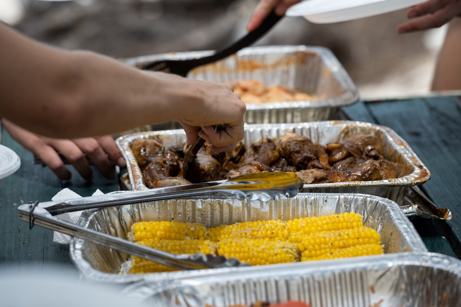 a person preparing food inside of it