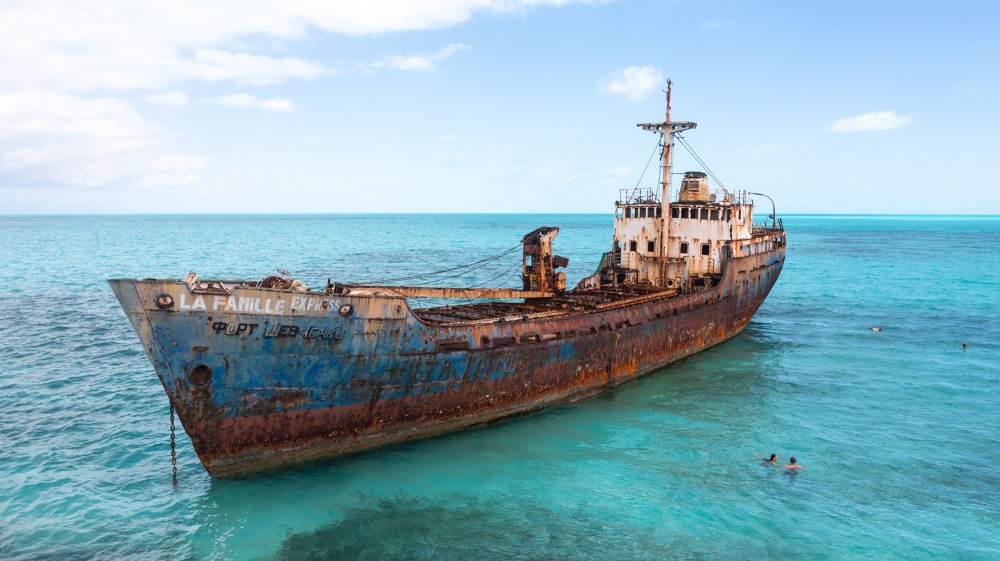 a shipwreck in a clear ocean