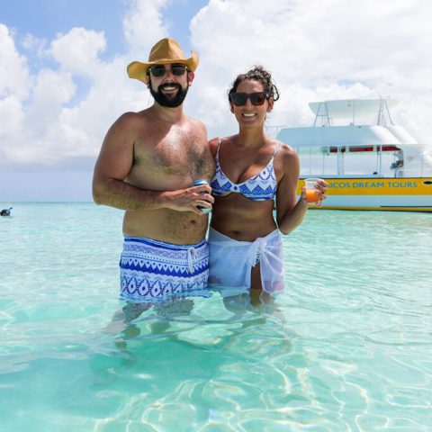 a man in a pool of water