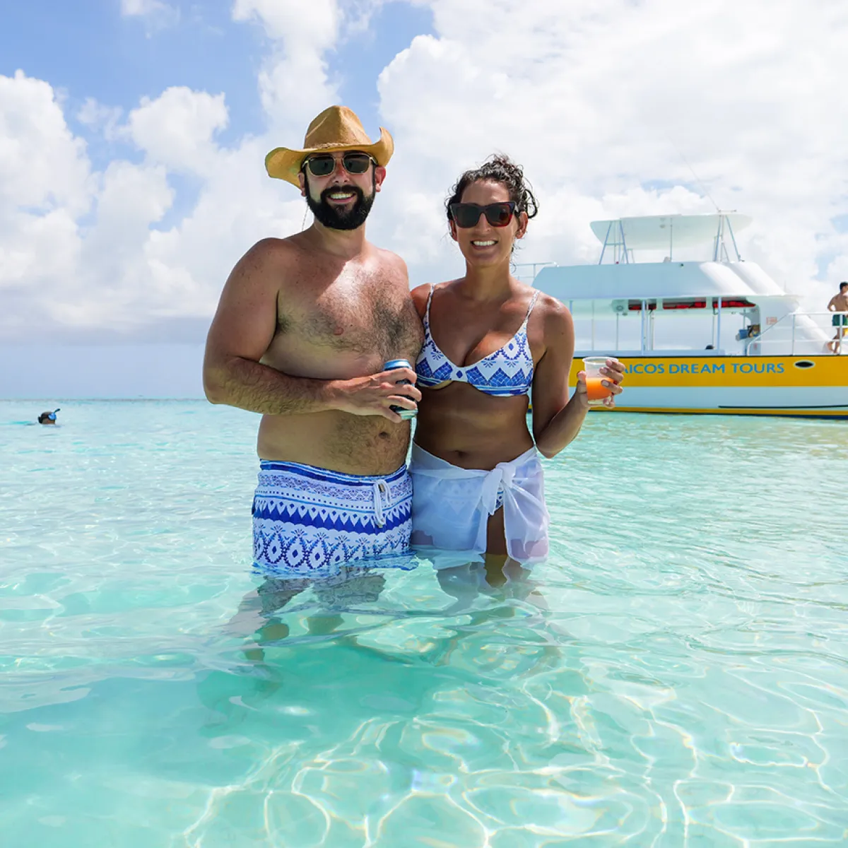 a man in a pool of water